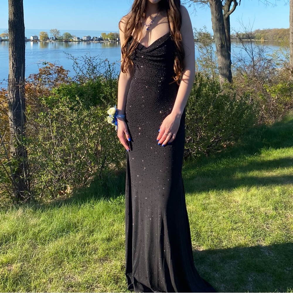Alyce Paris Black Rhinestone Prom Dress